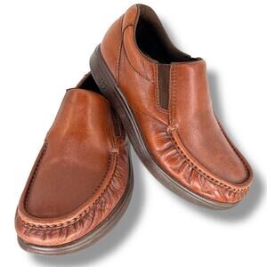 SAS Tripad Comfort Loafers Mens 9.5 W Brown Leather Slip On Moc Toe Made in USA